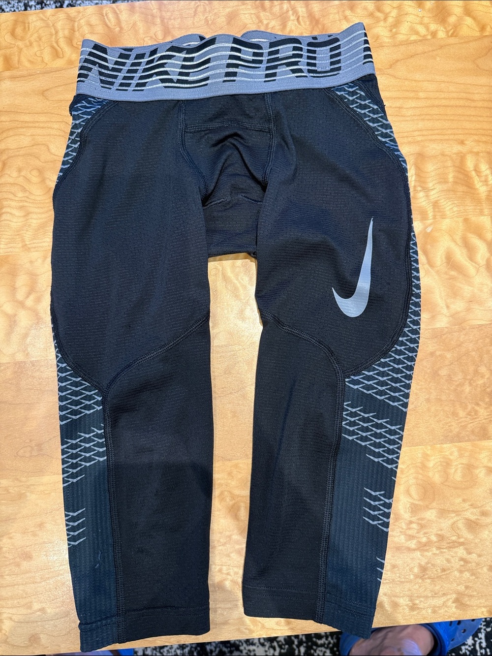 Nike Black Compression 3/4 Training Leggings with Gray Swoosh